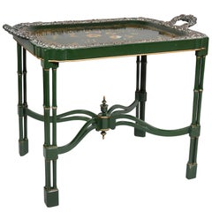 Victorian Papier Mâché and Silver Plate Tray Table