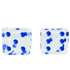 Oversized Dice Sculpture with Blue Dots by Charles Hollis Jones