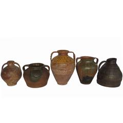 19th Century Collection Terracota Pots and Barrel Jar