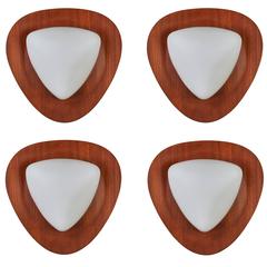 Four Glass and Teak Sconces by Goffredo Reggiani 4