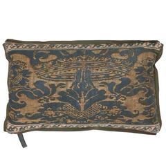 A Fortuny Fabric Lumbar Cushion in the Corone Pattern