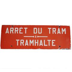 Enamel Tram Stop Sign, 1950s