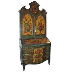 Rare 18th Century Venetian Polychrome Secretaire