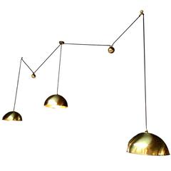 Very Rare Triple Florian Schulz Brass Counter Balance Pendants 3