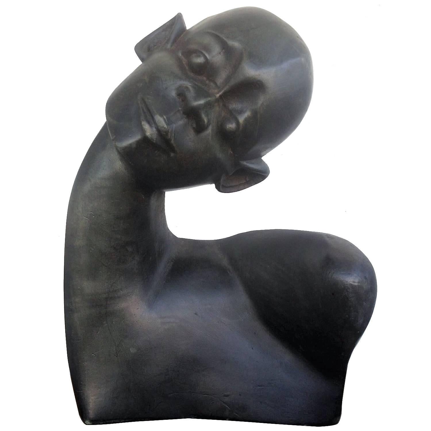 Beautiful Carved Ebony Wood Bust African