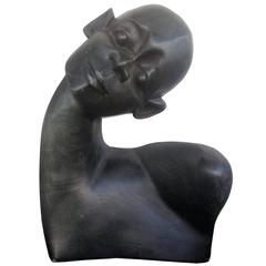 Beautiful Carved Ebony Wood Bust African 11
