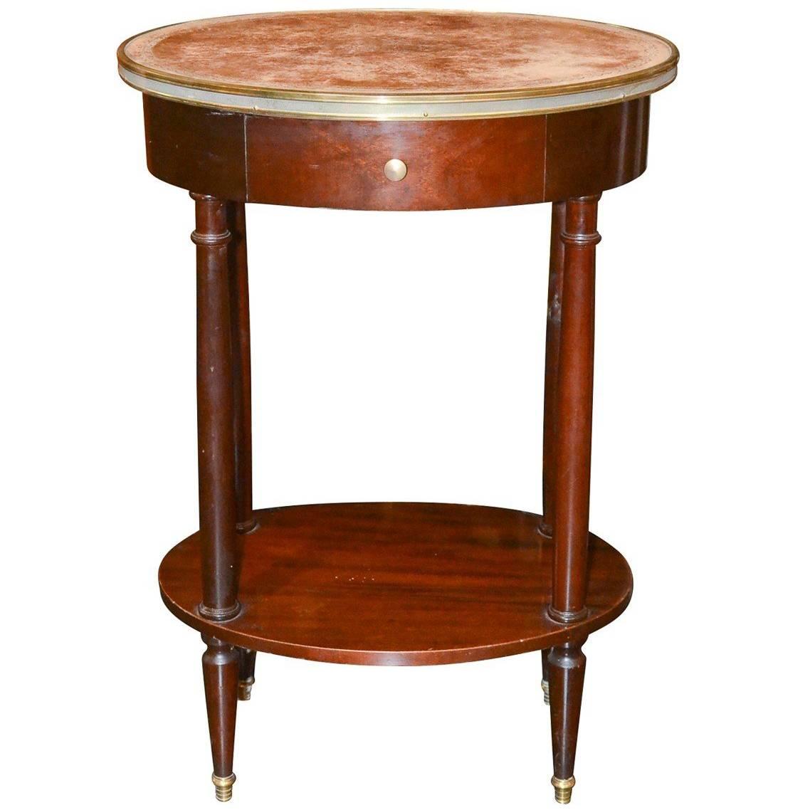 French Mid-Century Oval Stand with Leather Top