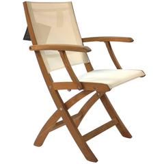 White and Teak Wood Mixt 55 Outdoor Folding Armchair by Royal Botania