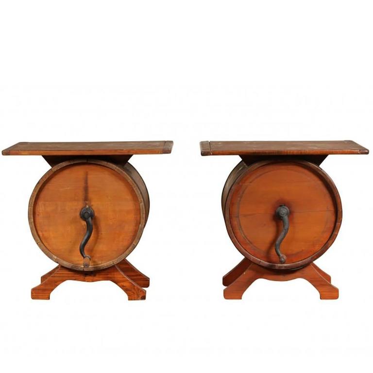 Pair of Antique Butter Churner Tables For Sale at 1stdibs