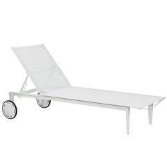 White Little L 195 Outdoor Reclining Sun Lounge Pool Chair by Royal Botania
