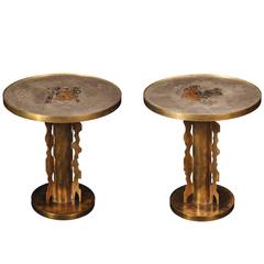 Unique Pair of Philip and Kelvin LaVerne Side or Cocktail Tables 2