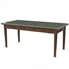 Steel Shaw Walker Table with Faux Wood Grain Base, circa 1950s