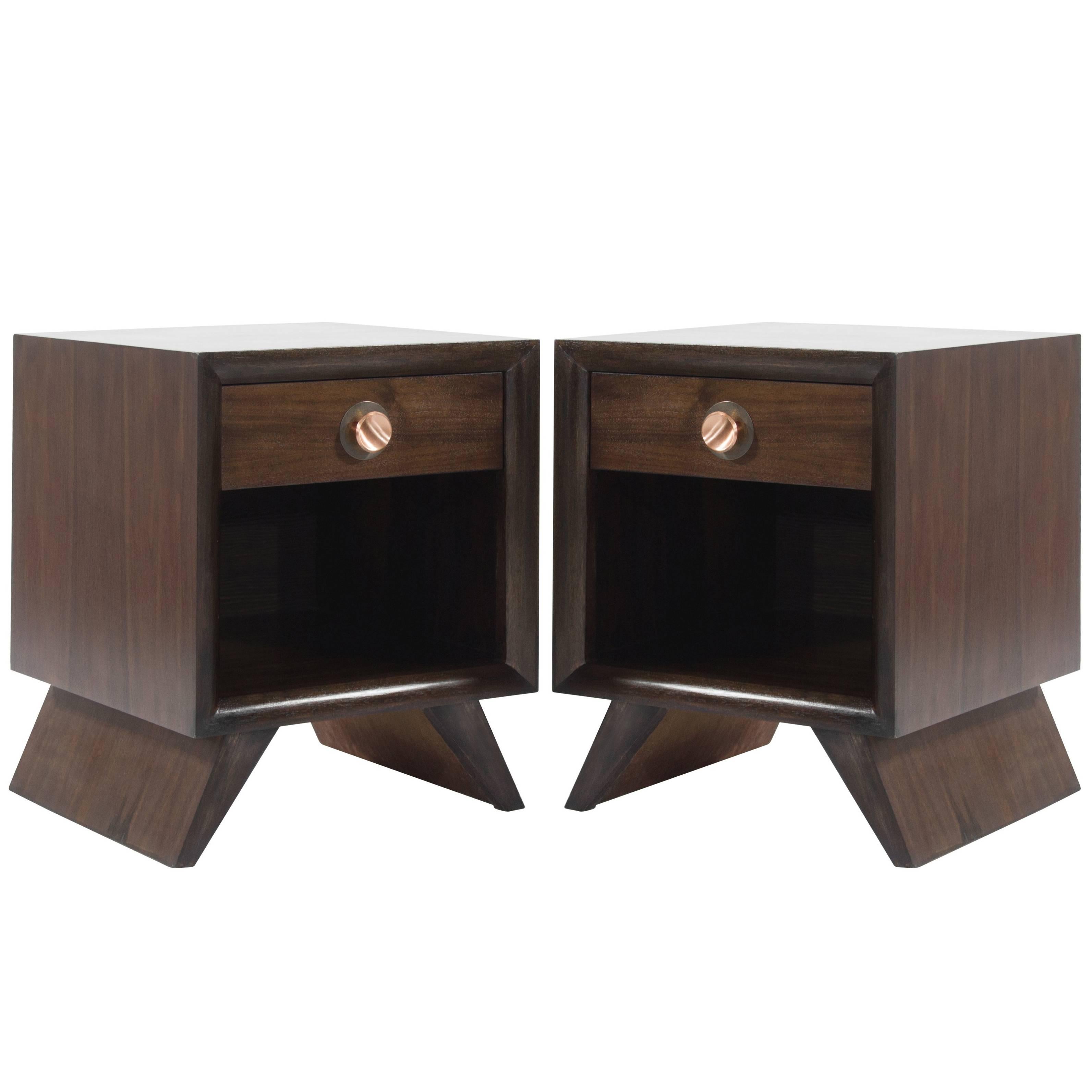 Pair of Mid-Century Modern Walnut End Tables