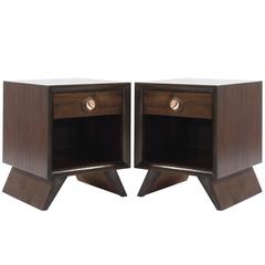 Pair of Mid-Century Modern Walnut End Tables