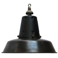 Black Enamel Vintage Industrial French Factory Light Pendant