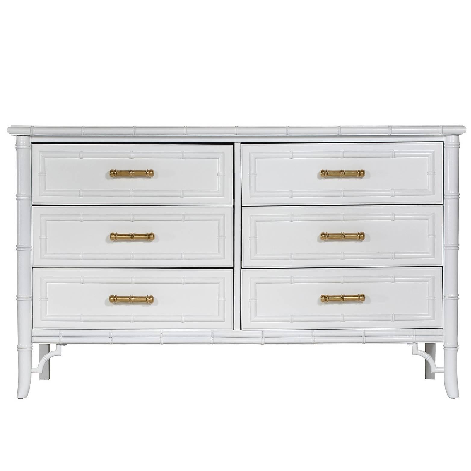 White Faux-Bamboo Dresser For Sale