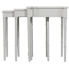White Faux-Bamboo Nesting Tables