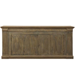 Brazilian Painted Wood Enfilade or Buffet Cabinet, Guilloche Molding, Grey-Green