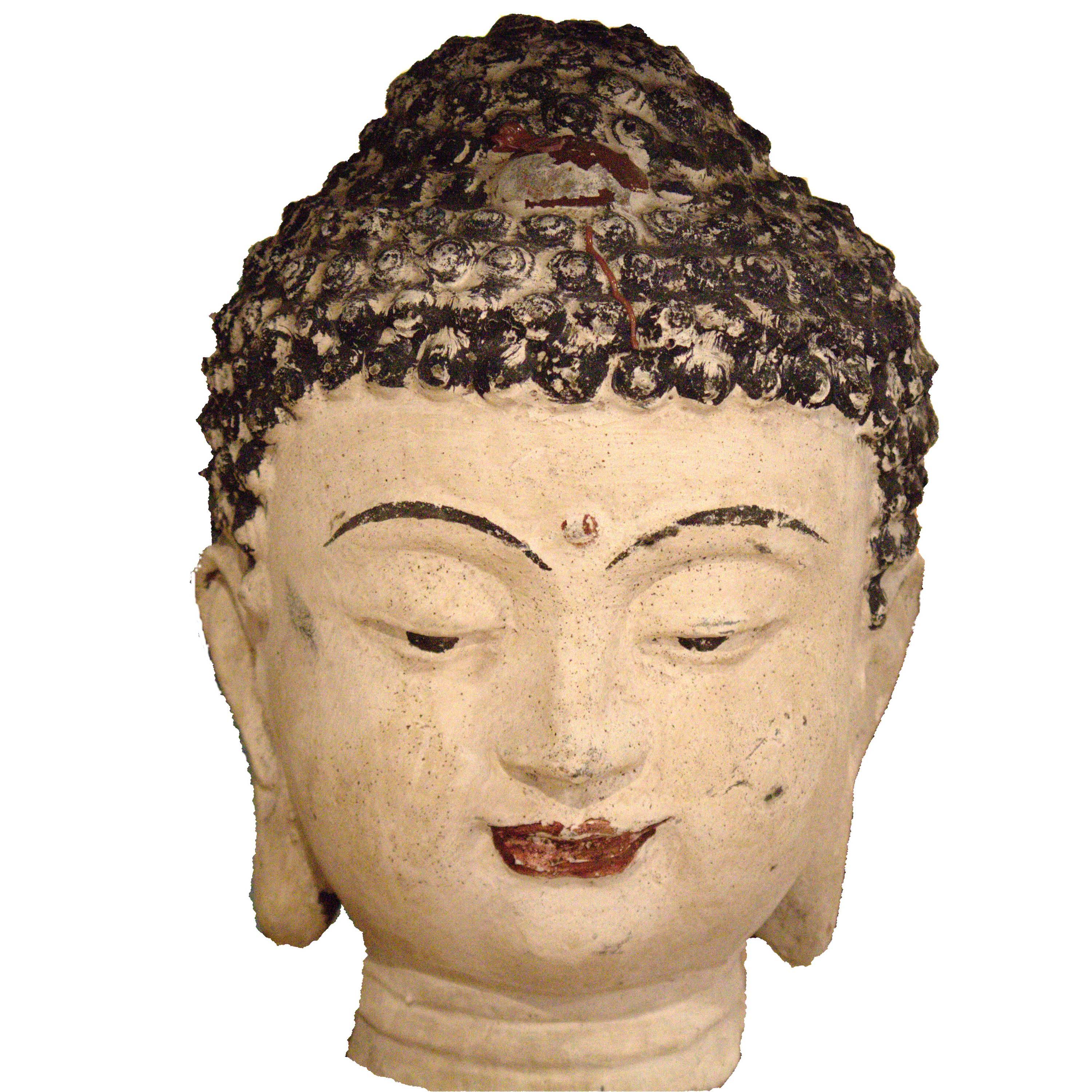 Replica Buddha Head Rendered in Cast Iron