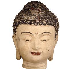 Replica Buddha Head Rendered in Cast Iron