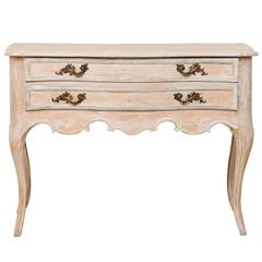 Lovely Italian 18th Century Light Cream and Beige Painted Wood Two-Drawer Chest