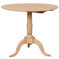Antique Swedish Round Occasional Table, circa 1860, Bleached Birchwood, Painted Accents