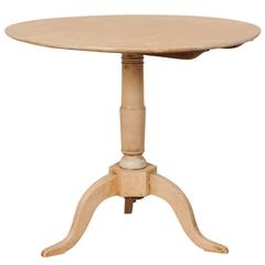 Swedish Round Occasional Table, circa 1860, Bleached Birchwood, Painted Accents