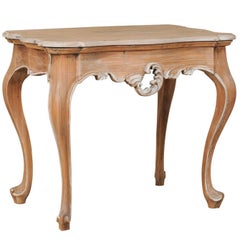 Brazilian Wood Accent / End / Side Table with Painted Trim and Cabriole Legs