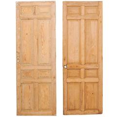 Pair of Single French Eight-Panel Wood Doors with Natural Wood Finish 4