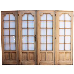 Set of Four Painted Pine French Room Dividing Doors, circa 1900 9