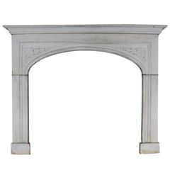 Antique 19th Century Gothic Revival English Limestone Fireplace