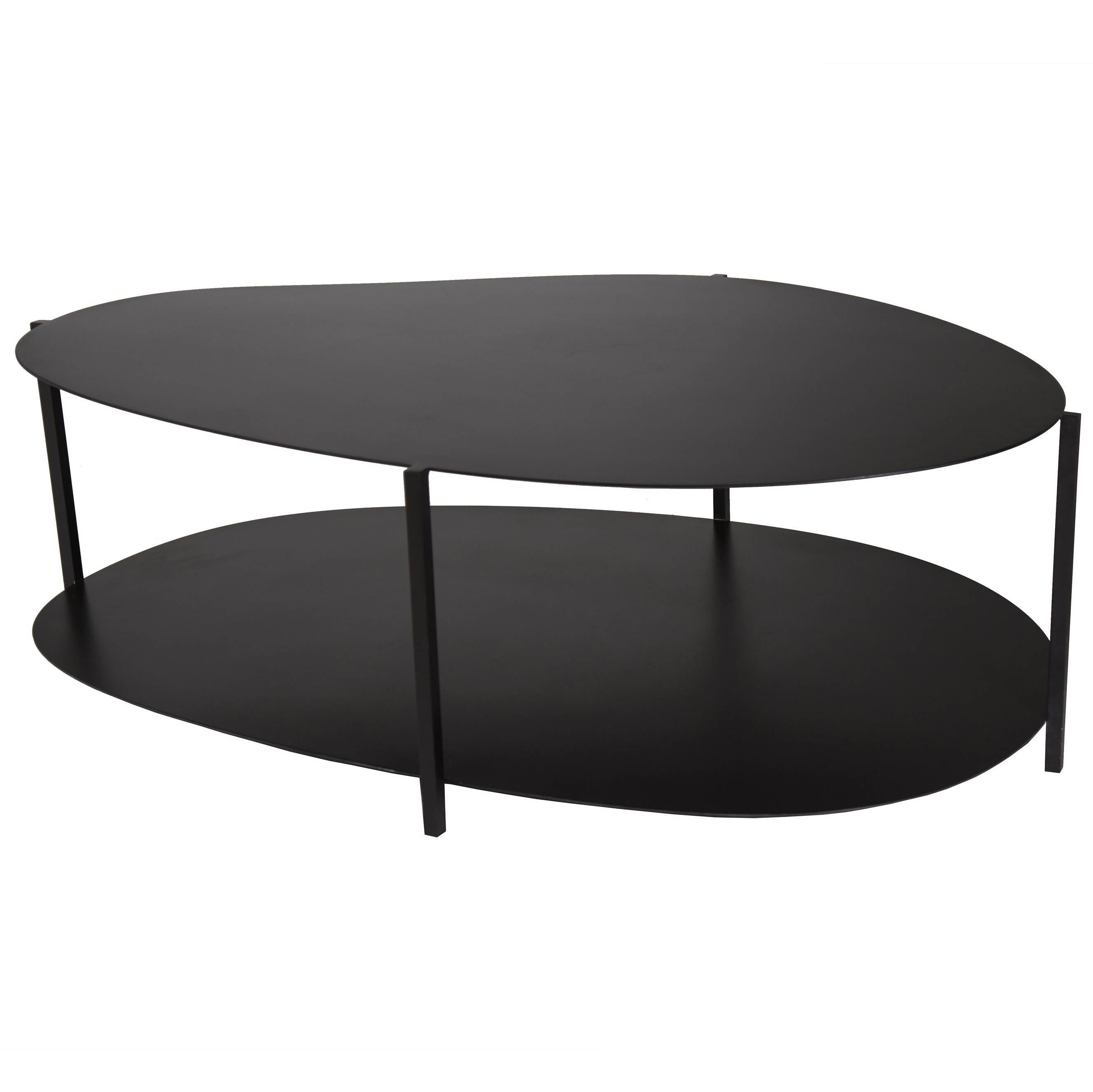 Table basse contemporaine minimaliste organique en acier noir revêtu de poudre, États-Unis