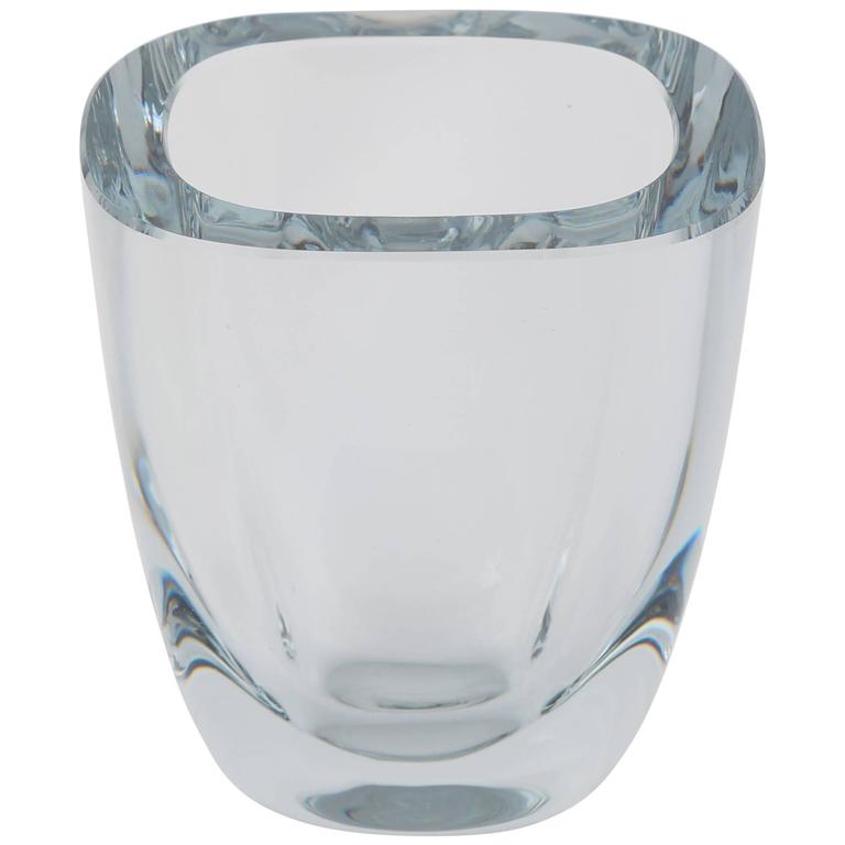 Small Rectangular Strombergshyttan Glass Vase, circa 1950s For Sale at