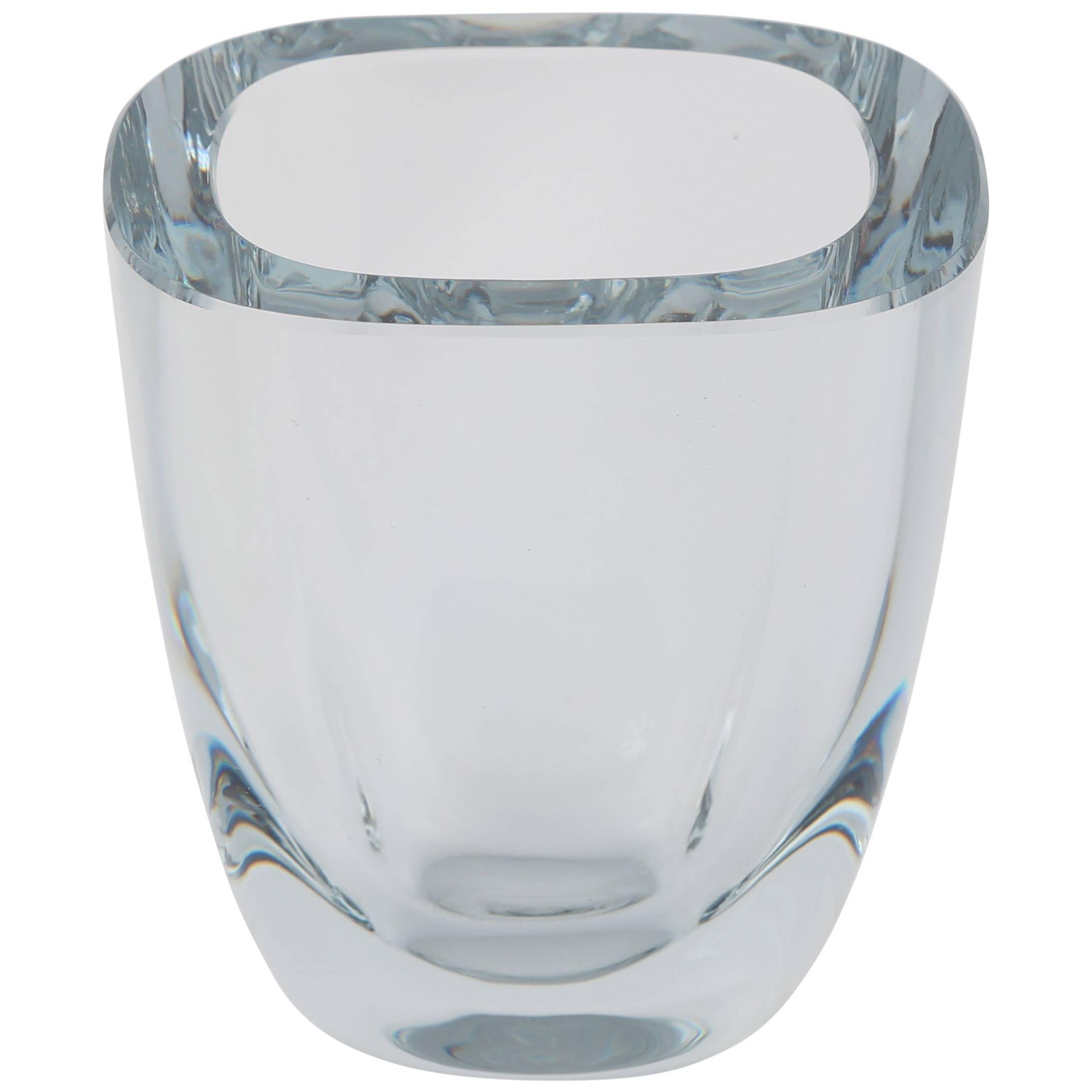 Small Rectangular Strombergshyttan Glass Vase, circa 1950s For Sale