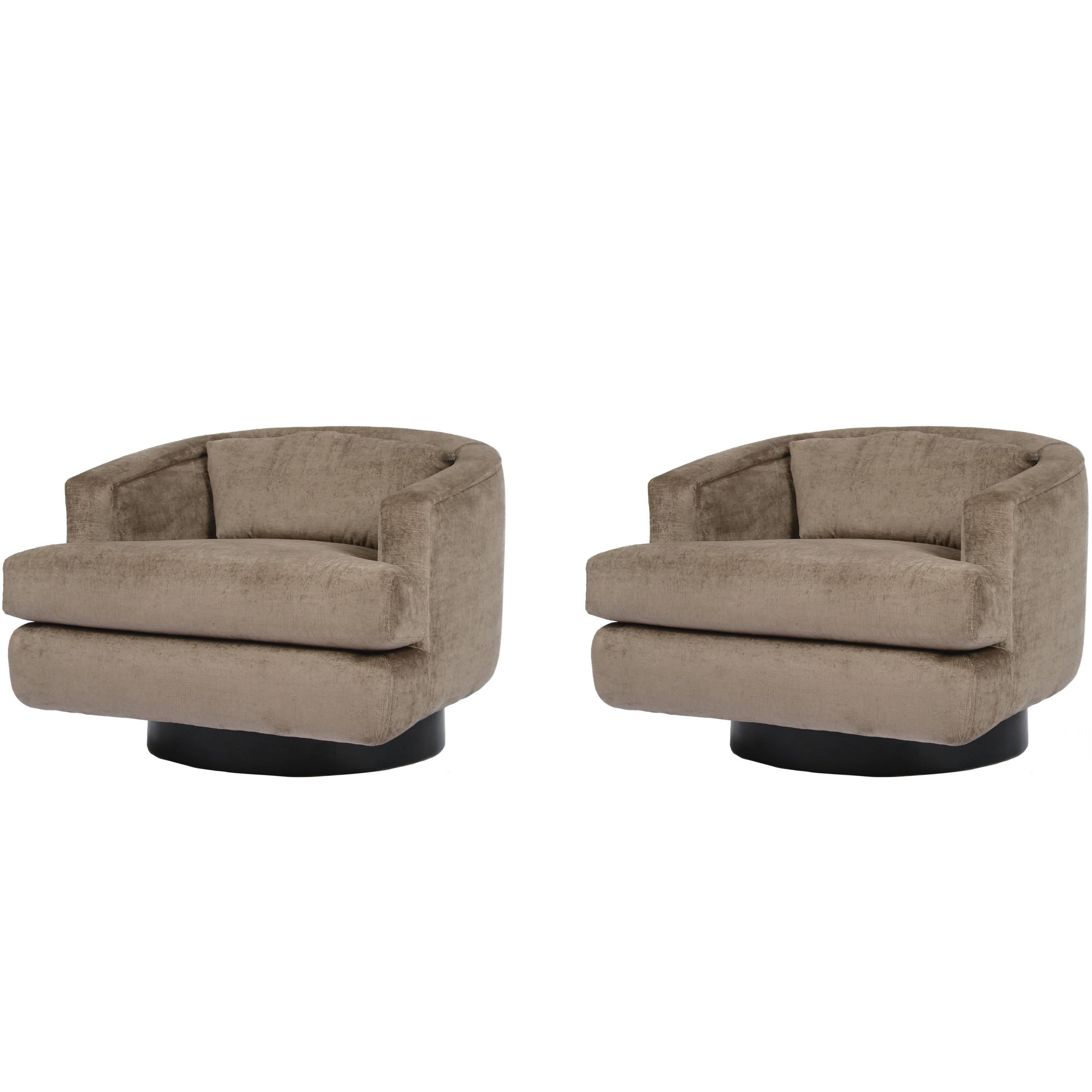 Pair of Swivel Lounge Chairs For Sale