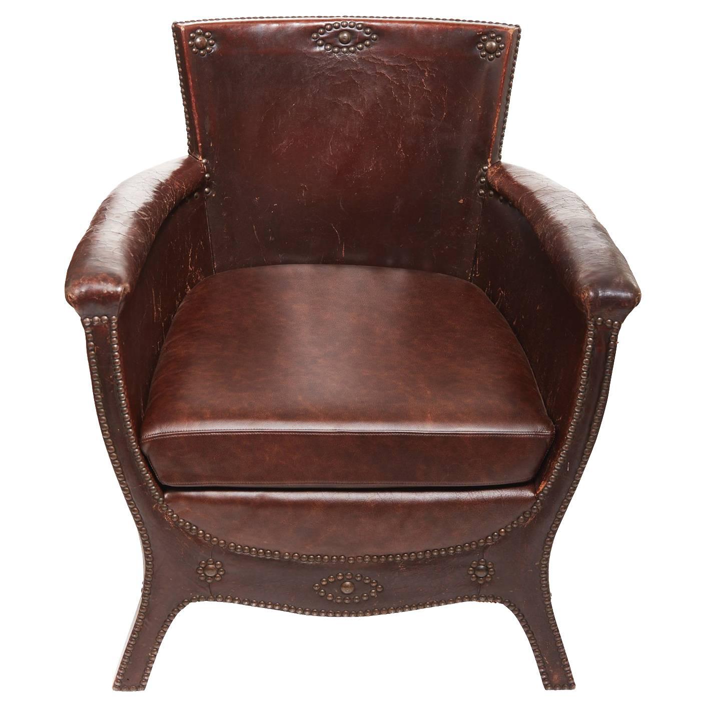 20th Century Otto Schulz Original Swedish Leather Armchair