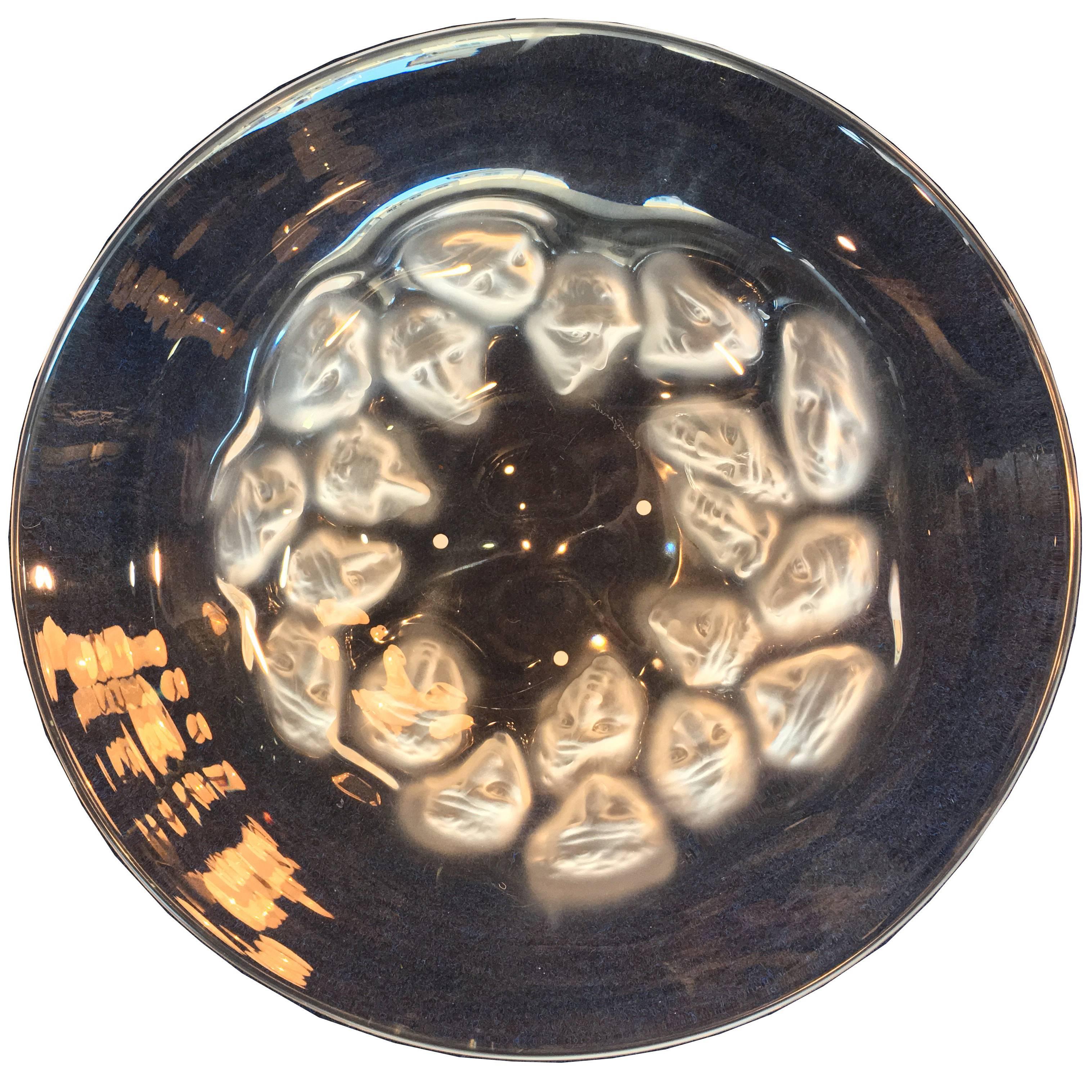 Pino Signoretto Blown Glass Dish Faces Visi Volti Murano Venezia, Italy Sp202 For Sale
