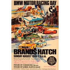 Original Vintage Sports Car Poster for the BMW Motor Racing Day at Brands Hatch