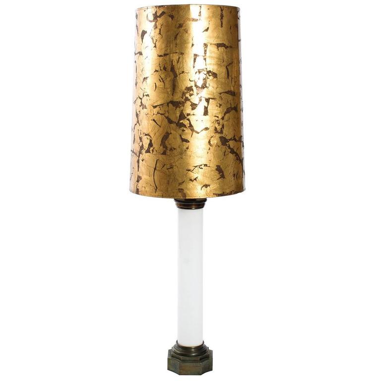 Columnar Milk Glass Table Lamp For Sale at 1stDibs