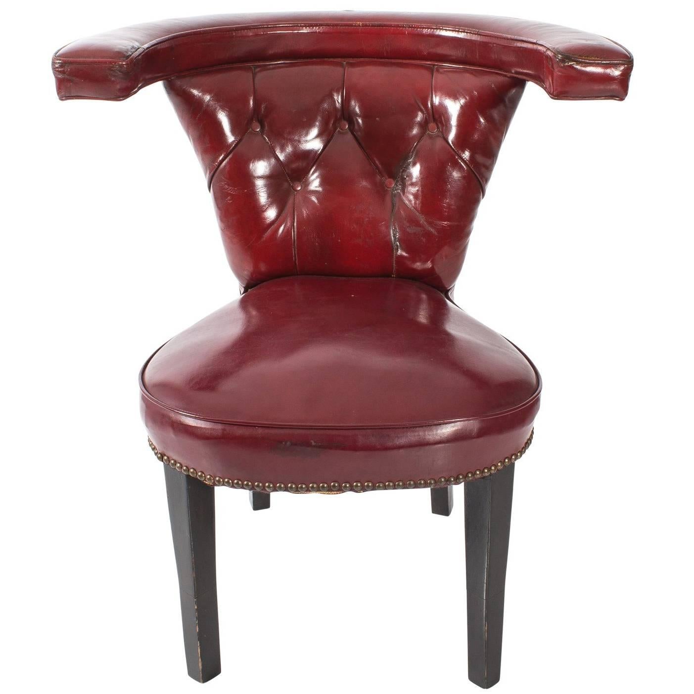 Red Leather Cock Fighting Chair For Sale