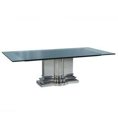 Brueton Stainless Steel and Glass Dining Table