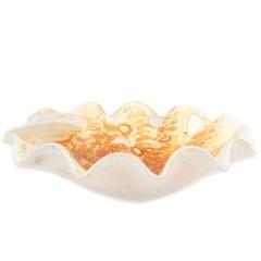 Vintage Murano Sommerso Handblown Glass with Gold Foil Biomorphic Bowl