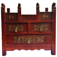 Antique Chinese Altar with Foo Dog Posts