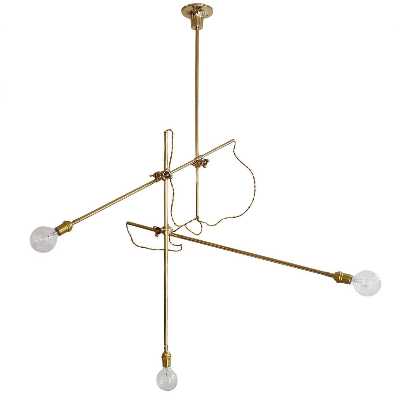 Industrial Ceiling Fixture, Brass For Sale