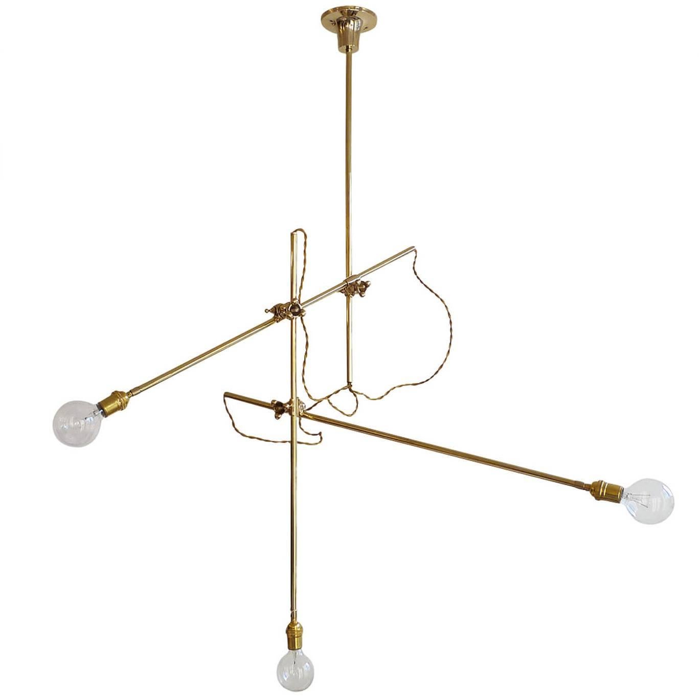 Industrial Ceiling Fixture, Brass For Sale at 1stDibs