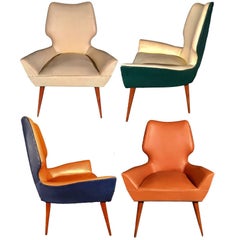 Pair of Mid-Century Modern Gio Ponti Style Chairs, 1950s