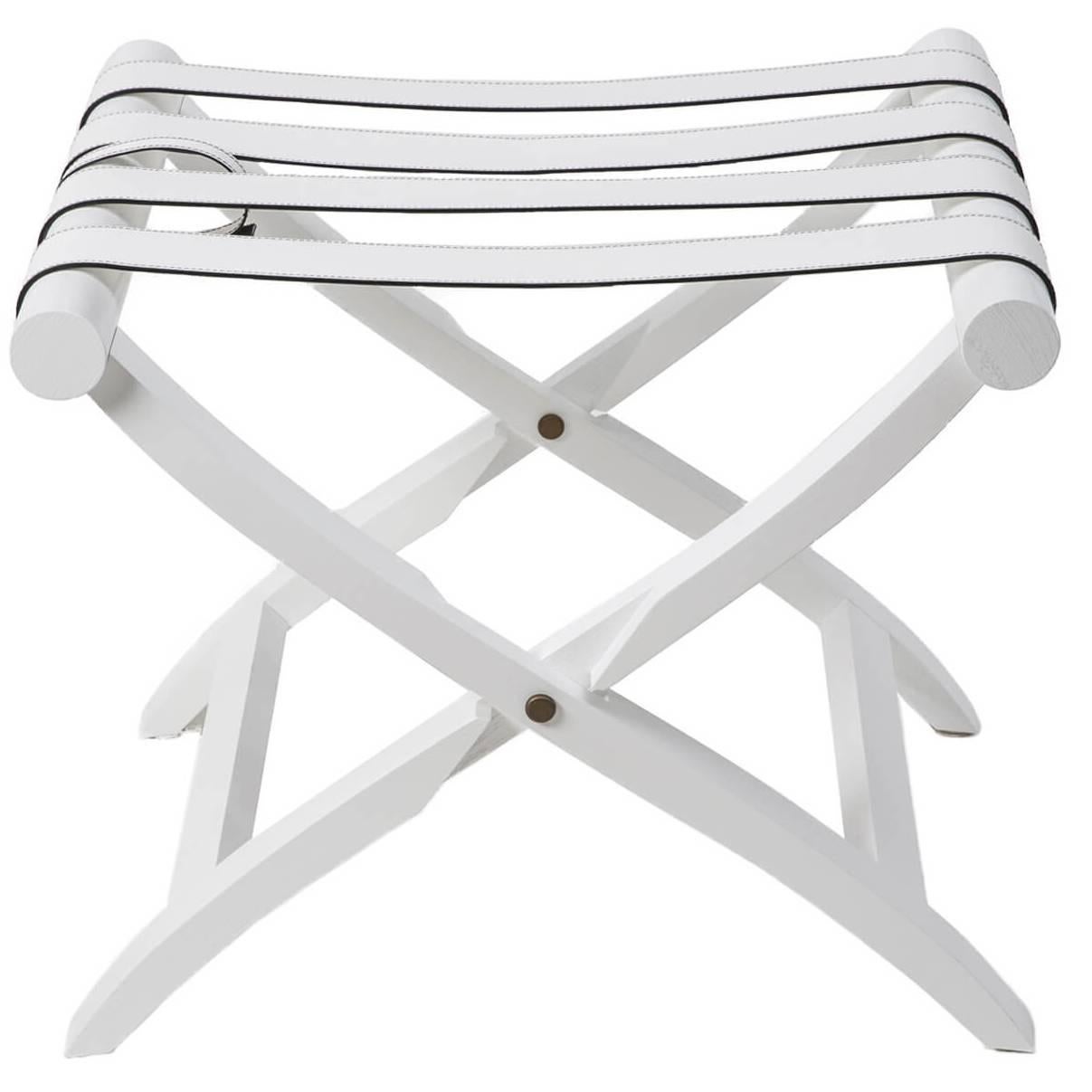Luggage Rack, White Leather For Sale