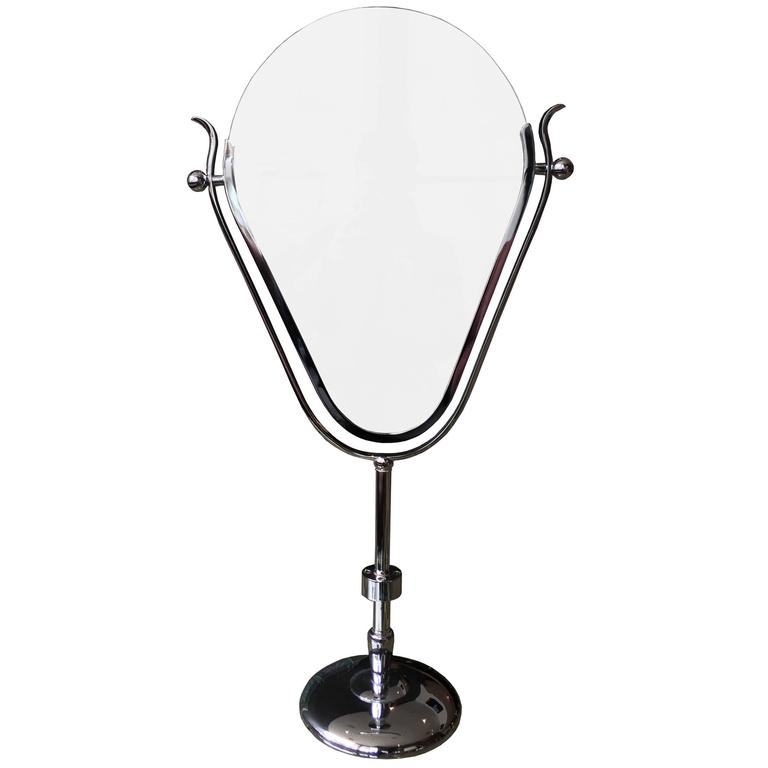 Charles Hollis Jones "Faces" Vanity Mirror in Polished Nickel For Sale