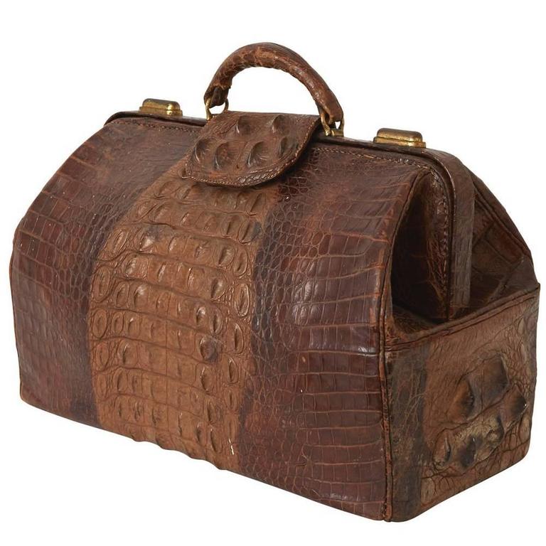 Antique 19th Century Victorian Alligator Skin Doctor's Satchel For Sale at  1stDibs