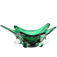 Murano Sommerso Genuine Venetian Glass, 1960s-1970s Green and Clear Glass